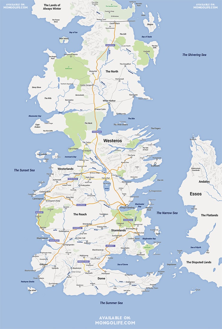 Mapa (estilo google maps) para o mundo de game of thrones
